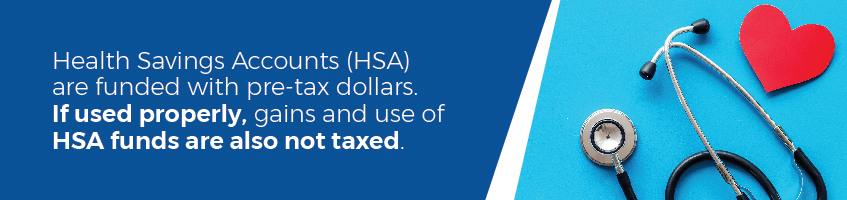 Health Savings Accounts (HSA) are funded with pre-tax dollars.