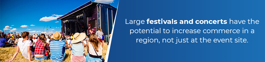Large festivals and concerts can commerce in your region.