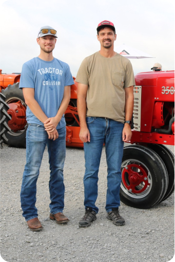 Young men with tractors
