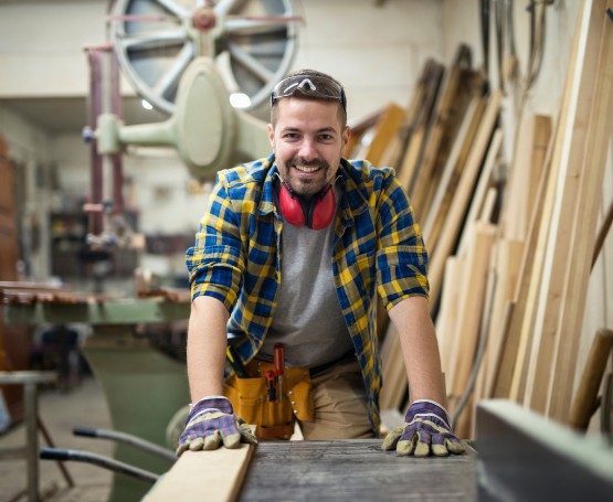 a man in his woodworking shop